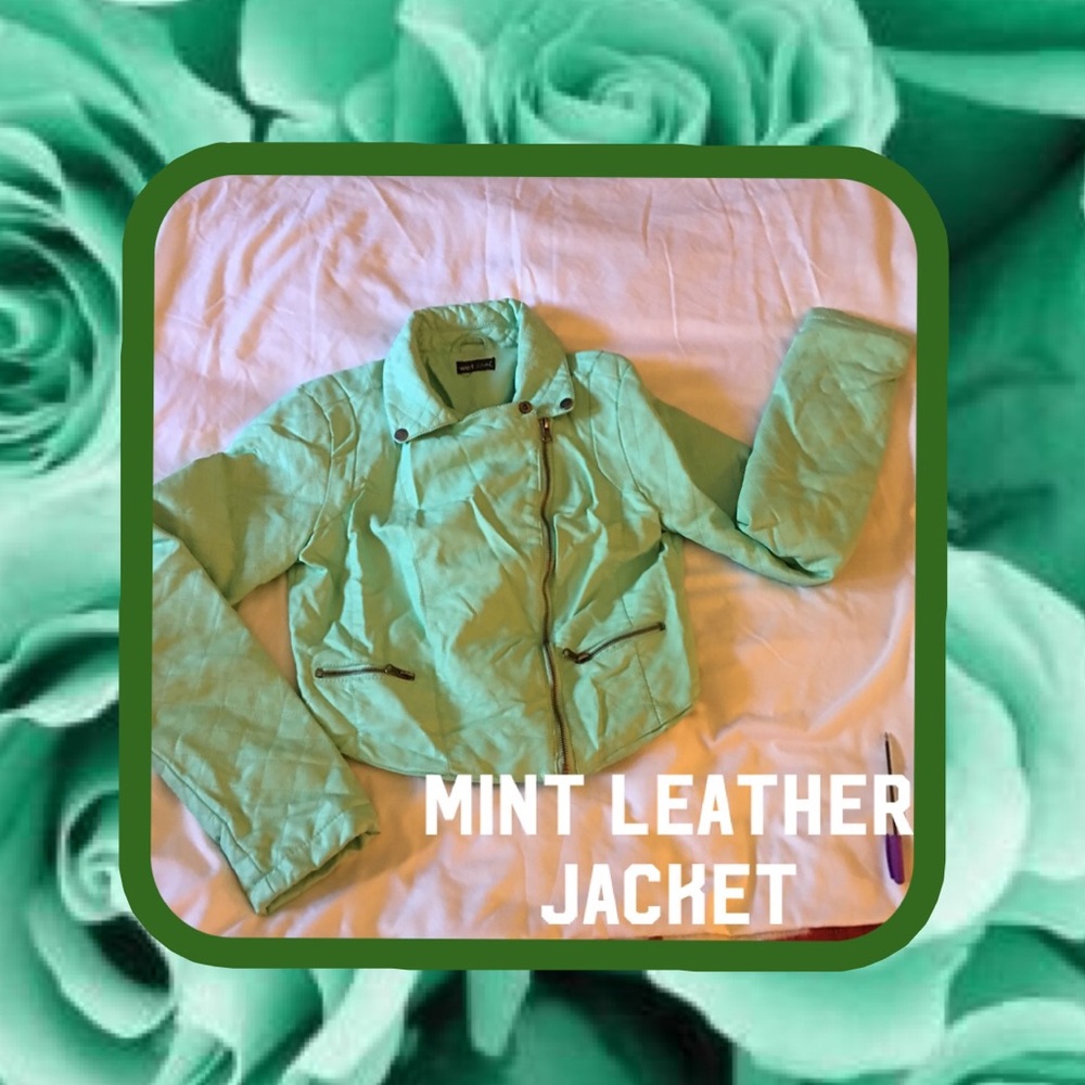 COPY - COPY - 🍀Mint colored leather jacket🍀